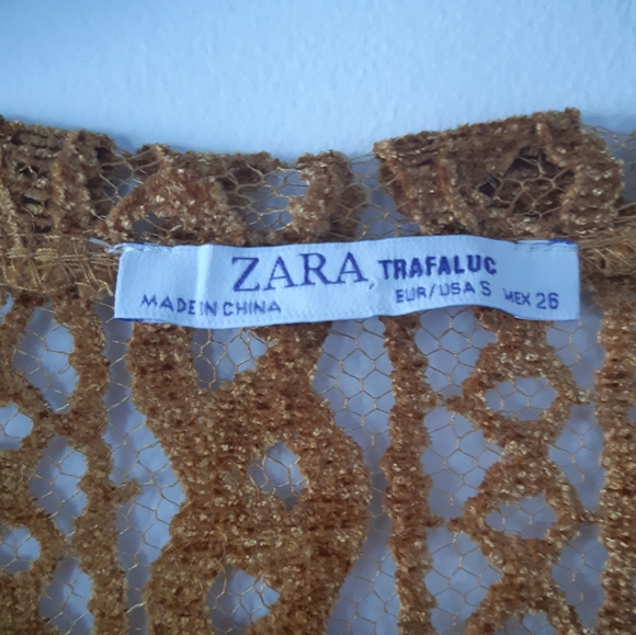 ZARA S Trafaluc Velvet Bohemian Lace Crop Top - Picture 5 of 6